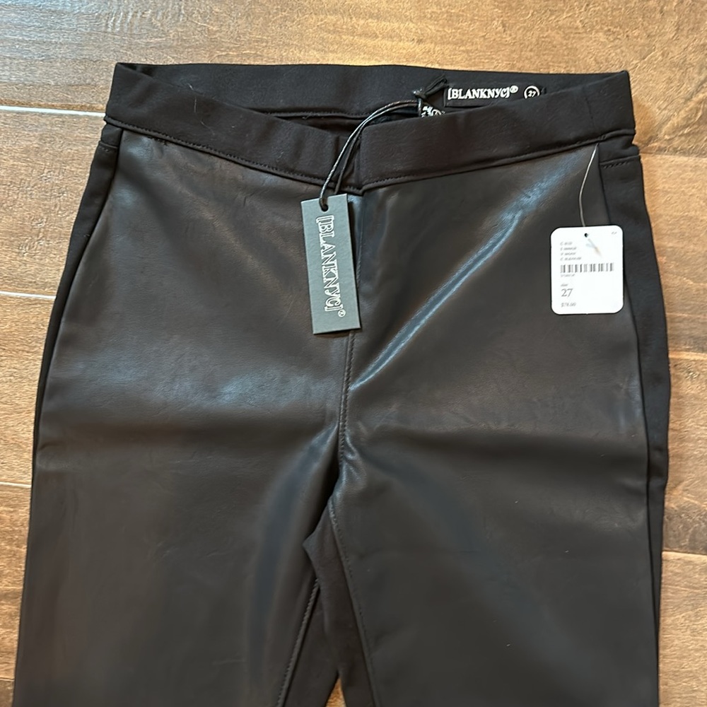 Black pull on ponte and vegan leather pant